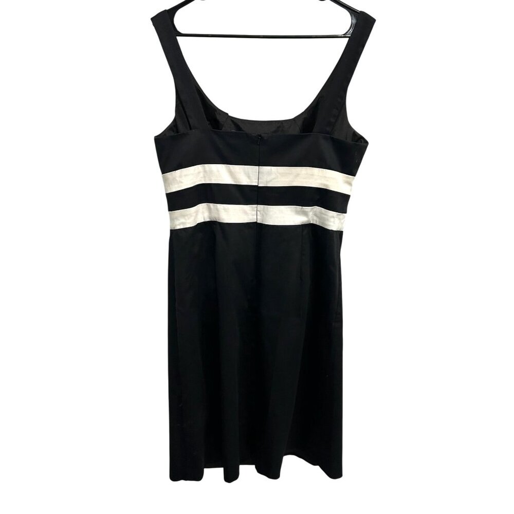 White House Black Market NWT Black White Sleeveless Sheath Dress Size 14 - Picture 2 of 9